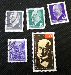 Germany DDR, 1961-67, Ulbricht & Menzel, workers, used, SCV$1.25