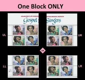 US 3216-3219 3219a Gospel Singers 32c plate block 4 MNH 1998