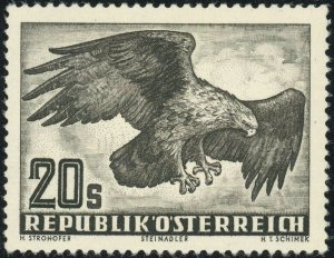 Austria #C60 Golden Eagle 20s Airmail Postage Stamp Birds 1952 Mint NH OG