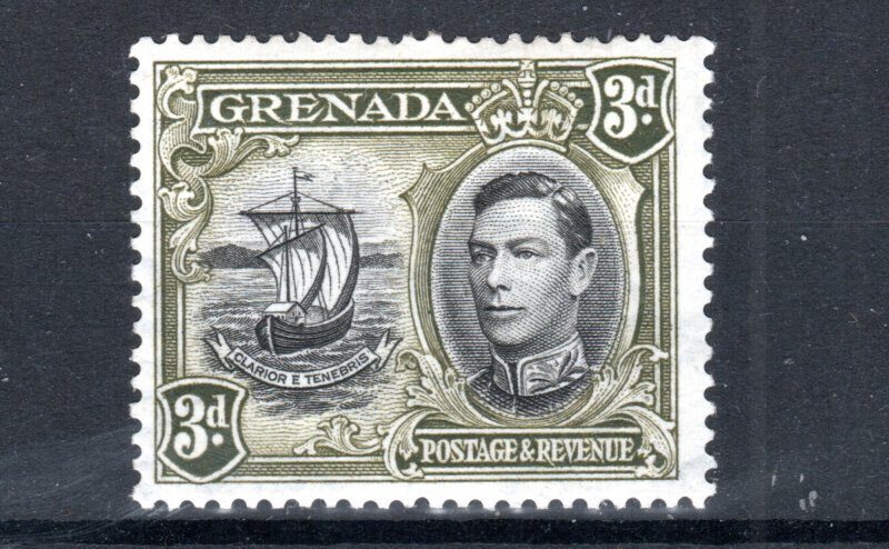 Grenada 1938-50 3d Badge of the Colony with window and handrail flaw SG 158ad MH