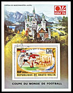 Upper Volta C196, CTO, World Cup Football History souvenir sheet