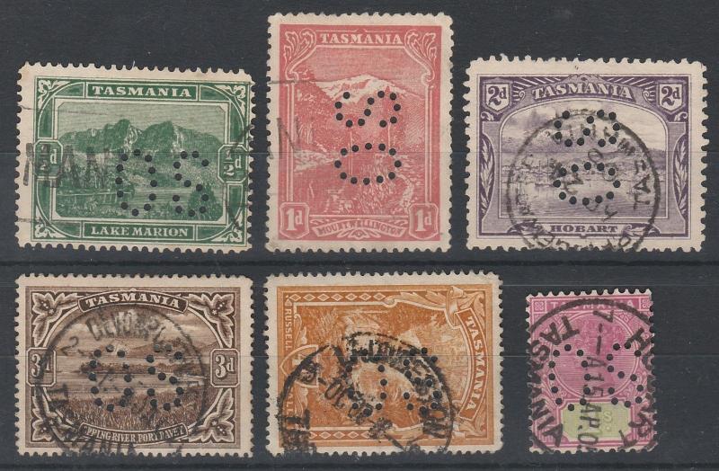 TASMANIA 1904 QV PICTORIAL RANGE TO 1/- PERF OS USED