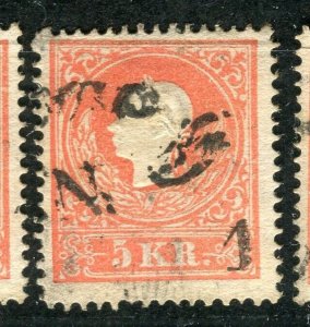 AUSTRIA; 1858 classic F. Joseph issue fine used Shade of 15k. value,