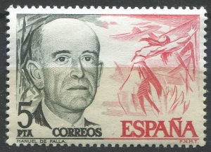 Spain Sc#2019 MNH, 5p sl grn & car, Musicians (1976)