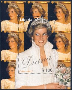 Liberia 1998 Sc N/L Diana Princess of Wales SS Stamp**