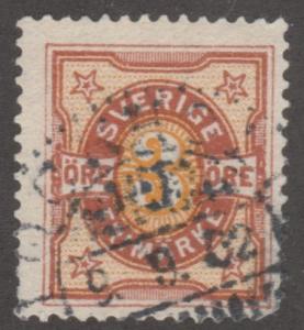 Sweden stamp, used Scott# 54, big 3, #M423