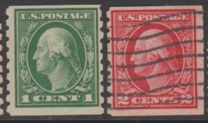 U.S. Scott #412-413 Washington Coil Stamp - Mint & Used Set of 2