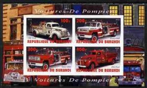 Burundi 2010 Fire Engines #1 imperf sheetlet containing 4...