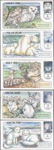 #3288-92 Arctic Animals Collins FDC Set