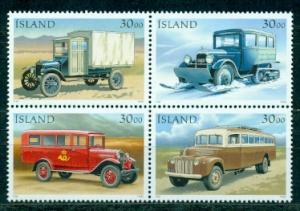 Iceland #759a  MNH  CV$9.75  Cars  Block of 4