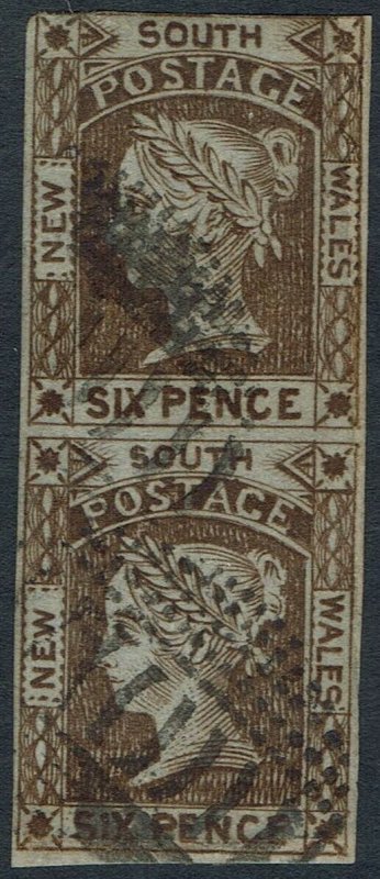 NEW SOUTH WALES 1852 QV LAUREATE 6D PAIR USED 