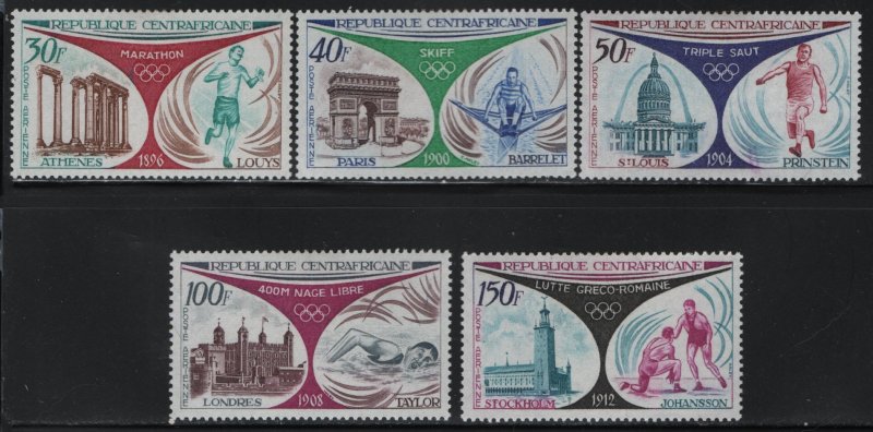 CENTRAL AFRICAN REPUBLIC, C105-C109, MNH, 1972, OLYMPIC RINGS