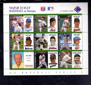 ST. VINCENT #1269 1989 MAJOR LEAGUE BASEBALL MINT VF NH O.G SHEET 9