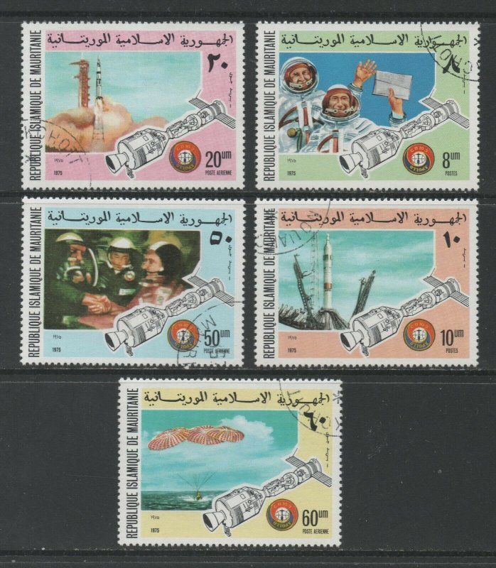 Thematic Stamps Space - MAURITANIA 1975 APOLLO/SOYUZ 488/92 5v used