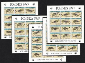 Dominica WWF Hercules Beetle 5 Sheetlets A 1994 MNH SC#1647-1650