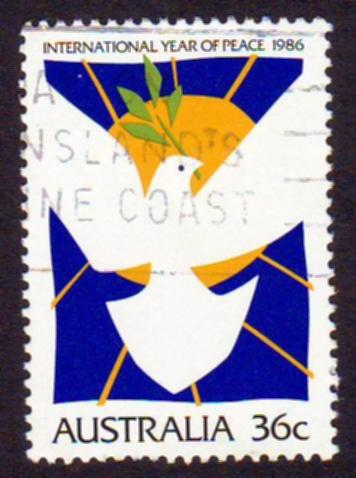 Australia 1986 Sc#1004, SG#1039 36c Dove Year of Peace USED-Good-NH.