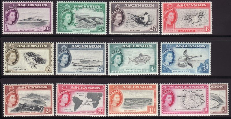 Sc# 62/ 74 1956 Ascension QE Queen Elizabeth portrait set MLMH $143.20 Stk# 5