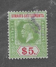 Straights Settlements #167  $5 George V grn $ red grn  (U) CV 85.00