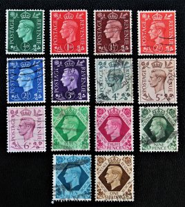 GREAT BRITAIN #235-248 Used Complete Set of 14 Used Stamps 1937-1939