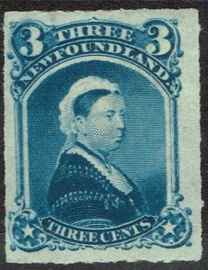 NEWFOUNDLAND 1876 QV 3C ROULETTED 