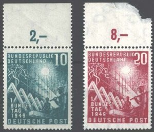 Germany 1949 Parliament set unmounted mint, 20pf gum just slightly patchy sg10