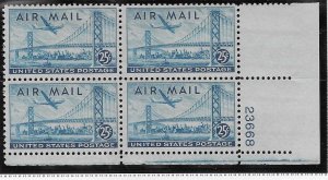 US #C36 25c blue Oakland Bay Bridge  block of 4 (MNH) CV$3.60