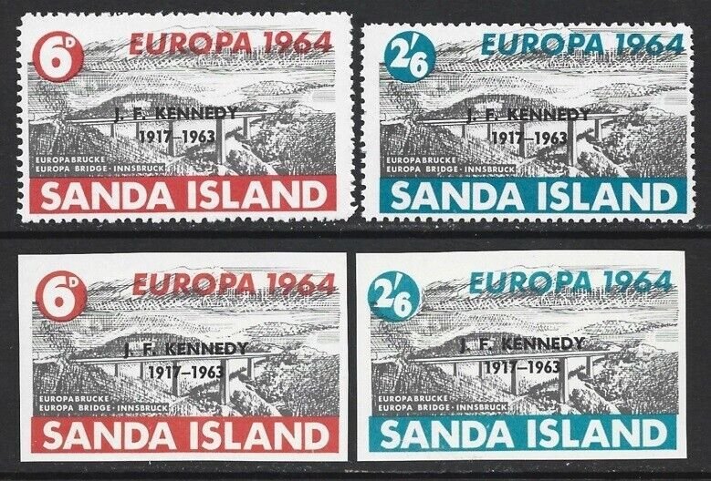 1964 Sanda Island Europe Kennedy Original Packaging Perf./IMPERF Set VF-NH-