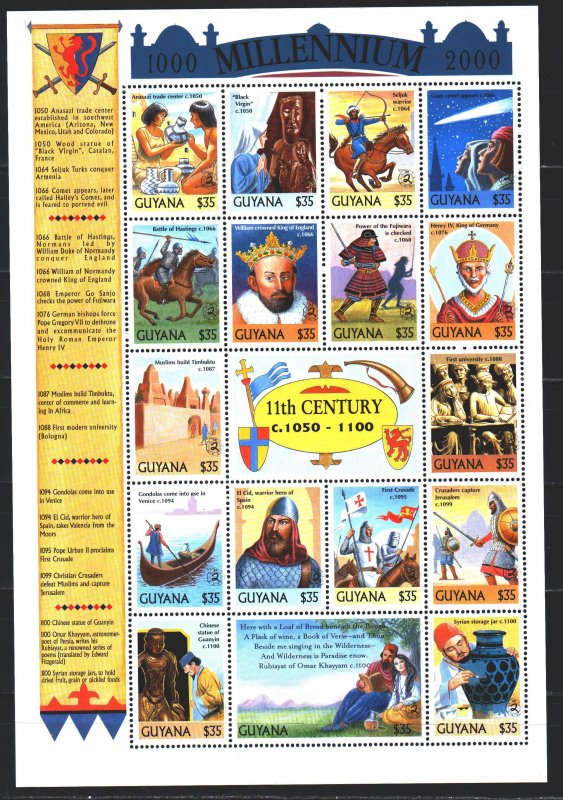 Guyana. 1999. Small sheet 6695-11. Millennium History. MNH.