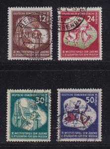 German Democratic Republic  DDR  #85-88  used 1951  youth festival