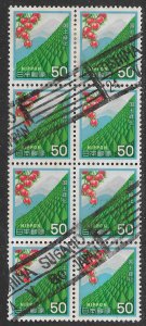Japan #1408 used block of 8. Reforestation Campaign 1980.