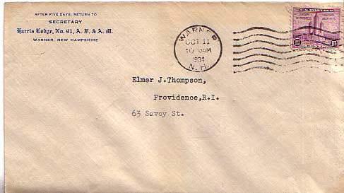 United States, 1930's Commemoratives, New Hampshire, Machine Cancel