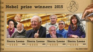 Sierra Leone 2015 MNH Nobel Prize Winners Stamps Medicine Chemistry 4v M/S