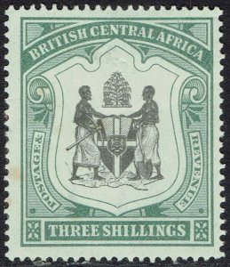 BRITISH CENTRAL AFRICA 1897 ARMS 3/-