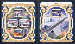 Chad 2017 Aviation Airplanes Concorde sheet + S/S MNH