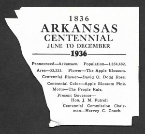 Doyle's_Stamps: 1936 Arkansas Centennial First Day Cover, Scott #782