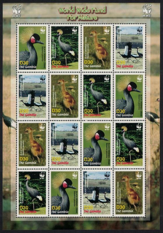 Gambia Birds WWF Black Crowned Crane Sheetlet of 4 sets SG#4920-4923