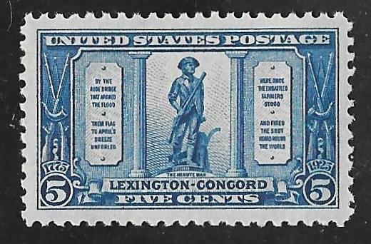 619 1925 5 cents Lexington Issue Stamp Mint OG NH EGRADED VF 83