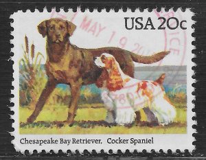 US #2099 20c Dogs - Chesapeake Bay Retriever, Cocker Spaniel
