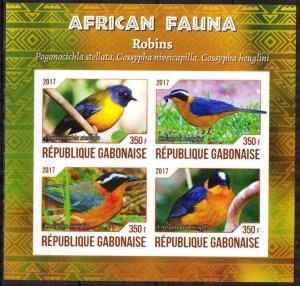 Gabon Gabonaise 2017 African Fauna Birds Robins Sheet Imperf. MNH Cinderella