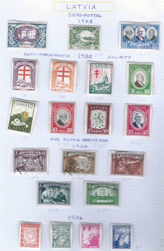 LATVIA SEMI POSTALS SCV $38.45 STARTS AT LOW PRICE!!