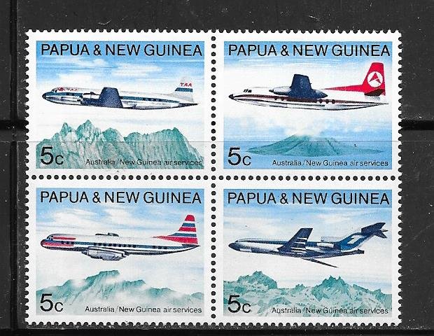 Papua & New Guinea #308a Air Craft  block of 4 (M) CV $1.60