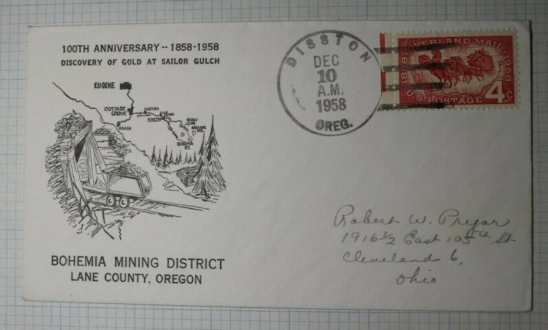 Bohemia Mining District Lane County OR Gold at Sailor Gulch 1958 Event Cover