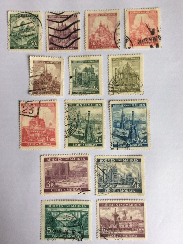 Bohmen und Mahren 1944 14 stamps used and hinged