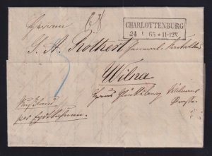 Russia 1865 Germany Charlottenburg to Vilnius Lithuania Stampless Folded Letter