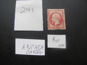 FRANCE 1862 USED SC 28 ANCHER CANCEL VF  (241)