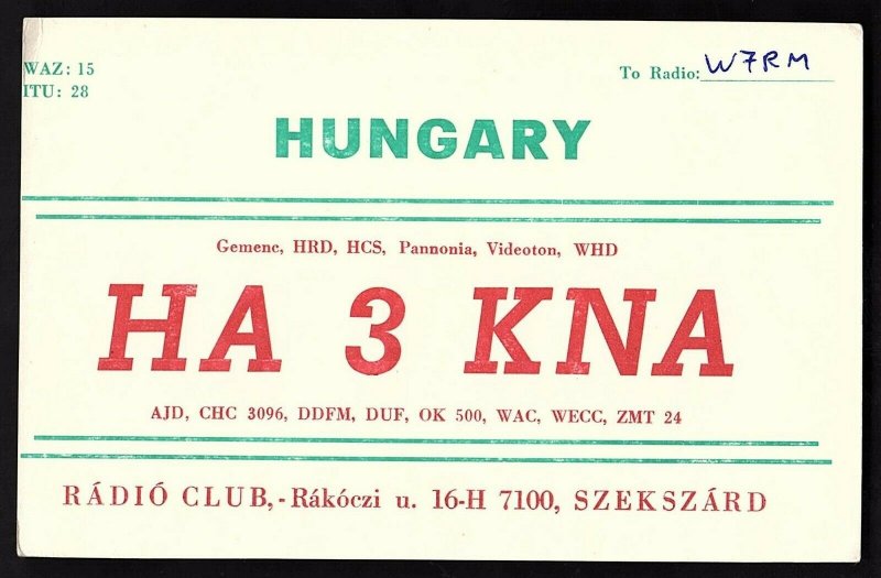 QSL QSO RADIO CARD Hungary/HA 3 KNA/Gemene, (Q1882)