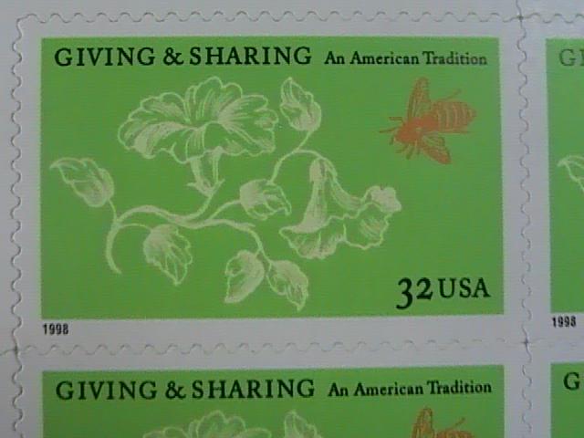 U.S.# 3243-MINT/NEVER HINGED----PANE OF 20----GIVING & SHARING----1998