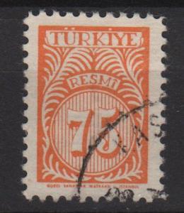 Turkey, OFFICIAL 1957 - Scott o51 used - 75k, numeral