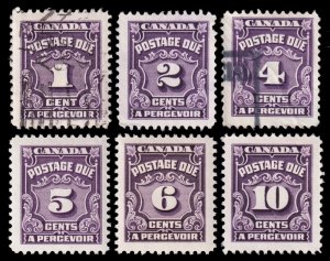 Canada Scott J15-J16, J17-J20  (1935-57) Mint/Used H F-VF M