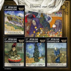 Central Africa - 2019 Artist Vincent van Gogh - 4 Stamp Sheet - CA190605a